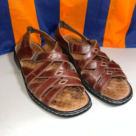 Josef Seibel Air Massage Brown Leather Comfort unisex sz 37 Criss-Cross Sandals main image 6
